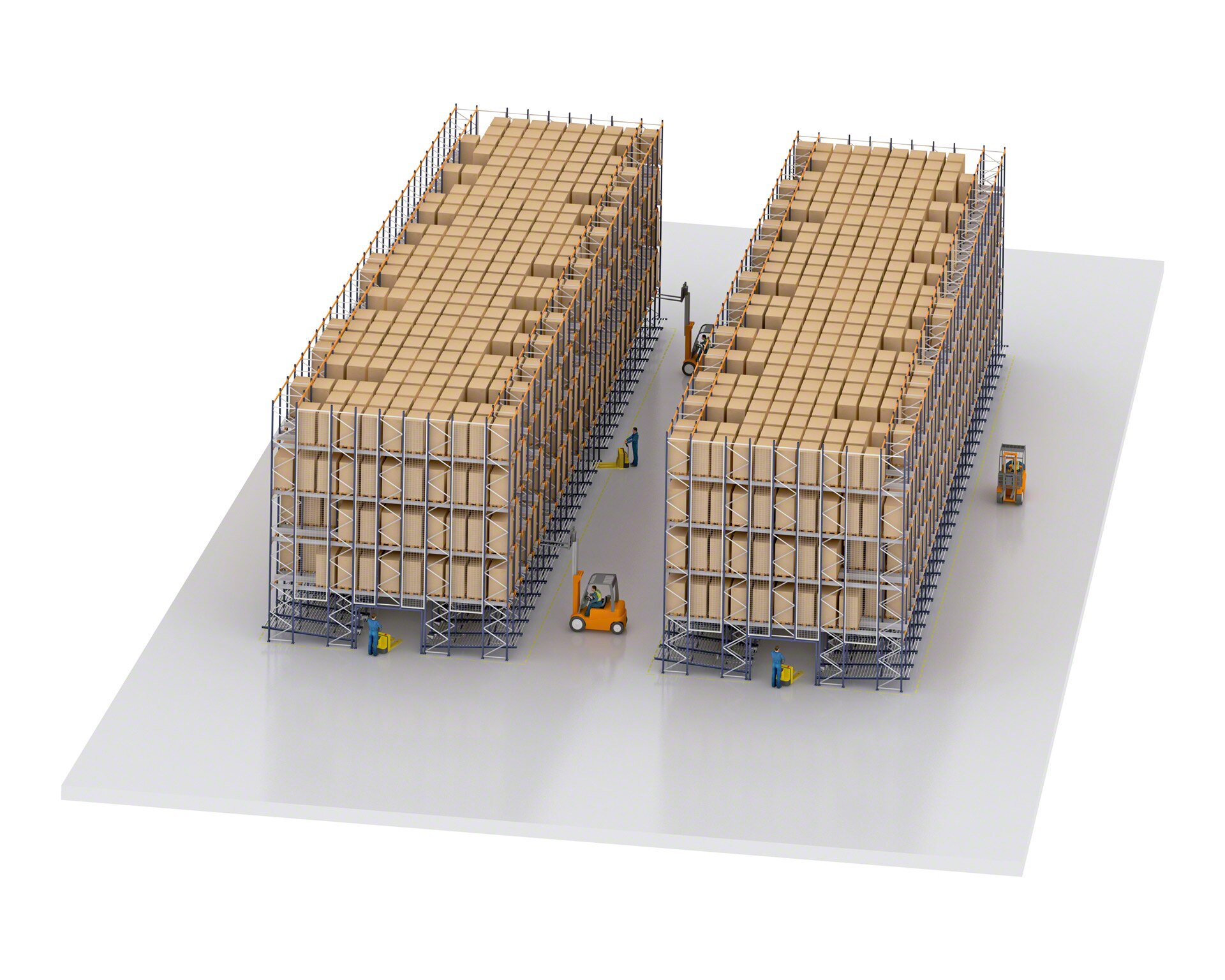 In high rotation warehouses with Pallet Shuttle, part of the system is reserved for live storage racks for picking