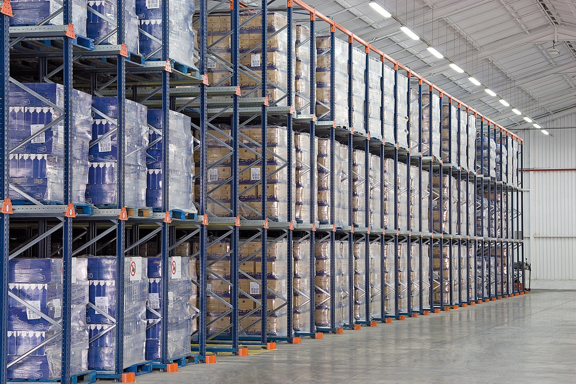 Drive-in racks are ideal for storing many pallets of the same SKU