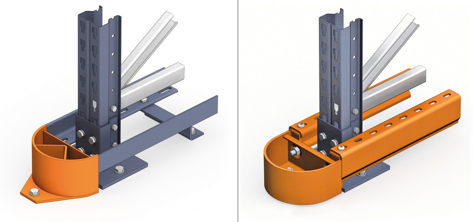 In drive-in racks, the guides minimize the risk of damage to the structure