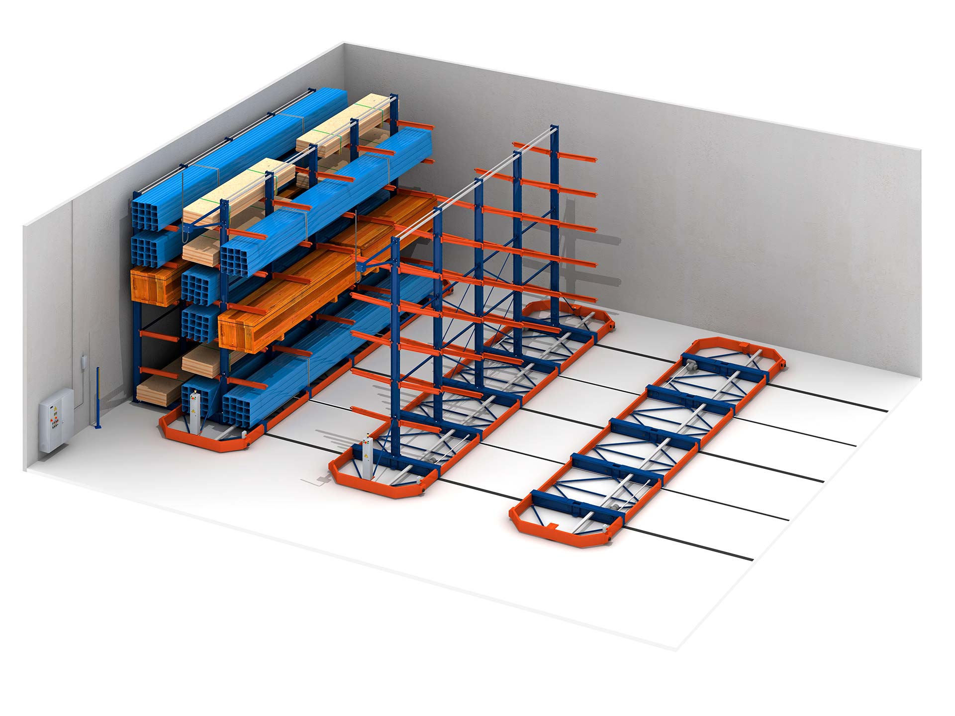 As in pallet racking, Movirack can include cantilever racks to store irregular-shaped products